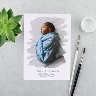 Einfache Pinselstriche Foto Geburtsankündigung Folieneinladung