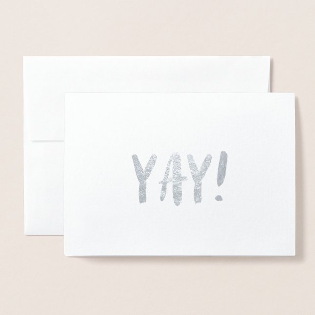 Einfache Pinselstriche Silver Foil Grußkarte - Yay Folienkarte (Vorderseite mit Umschlag)