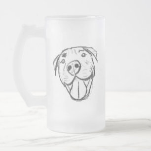 einfache Pitbull-Zeichnung für Hunde-Liebhaber in Mattglas Bierglas