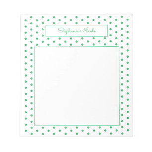 Einfache Polka Dot Green Personalisiert Thin Borde Notizblock