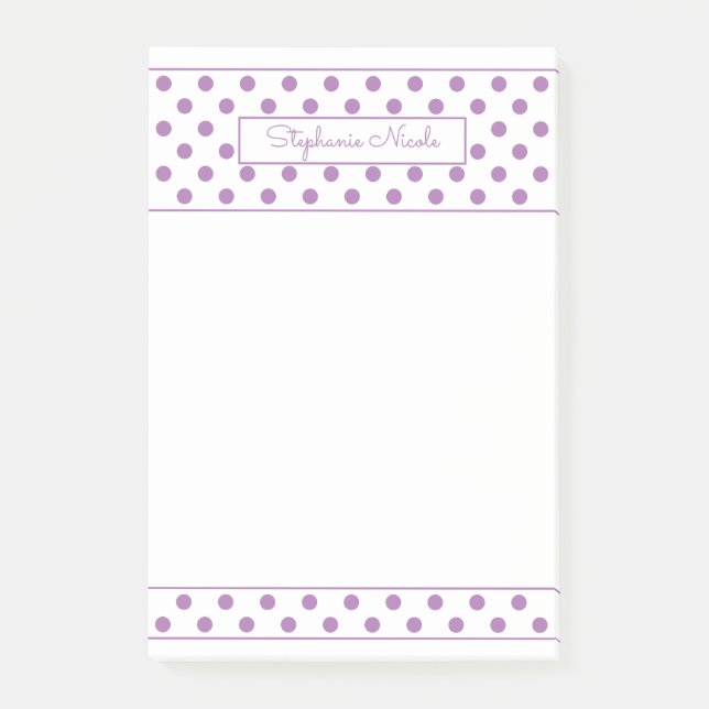 Einfache Polka Dot Lavendel Personalisierte Düneng Post-it Klebezettel (Vorderseite)