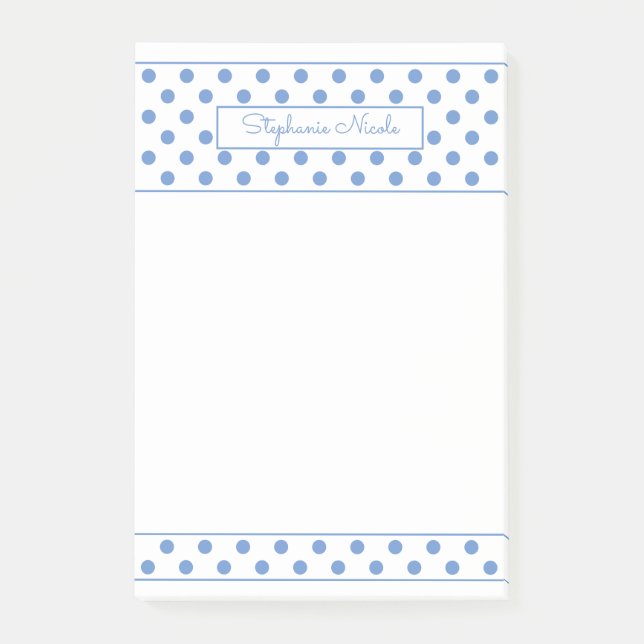 Einfache Polka Dot Light Blue Personalisierte Gren Post-it Klebezettel (Vorderseite)