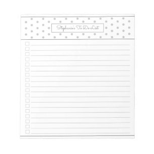Einfache Polka Dot Light Grey One Column Checklist Notizblock