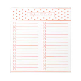 Einfache Polka Dot Orange Two Column to Do Checkli Notizblock
