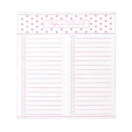 Einfache Polka Dot rosa zwei Spalten für Checklist Notizblock