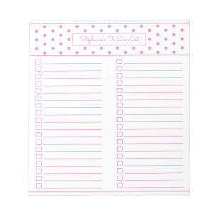 Einfache Polka Dot rosa zwei Spalten für Checklist Notizblock