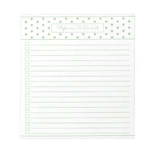 Einfache Polka Dot Sage Eine Spalte Aufgabenliste Notizblock