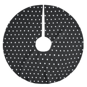 Einfache Polka Dot Schwarz und Weiß Polyester Weihnachtsbaumdecke