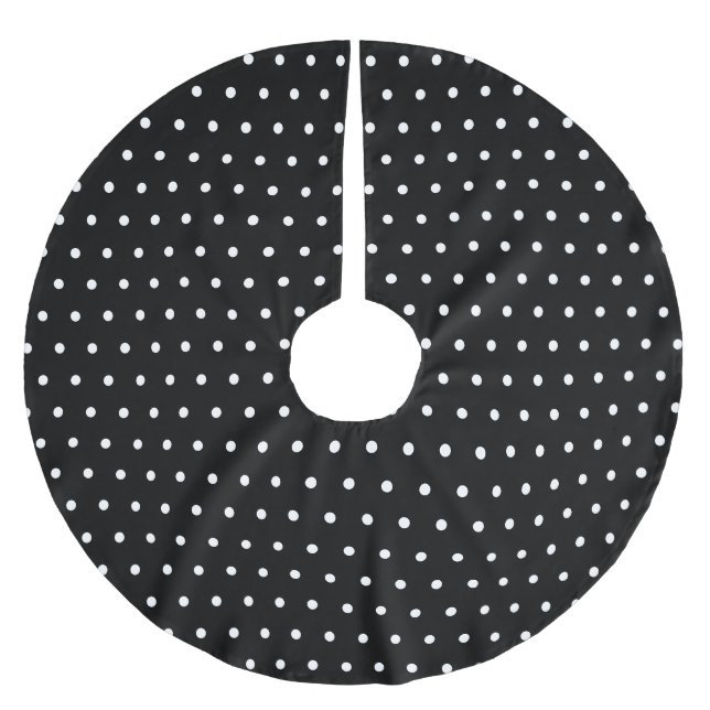 Einfache Polka Dot Schwarz und Weiß Polyester Weihnachtsbaumdecke (Vorderseite)