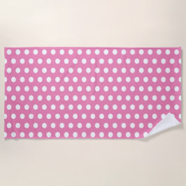 Einfache Polka Dots Rosa und Weiß Strandtuch