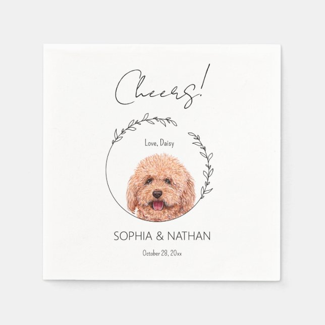 Einfache Poodle Dog Wedding Cocktail Serviette (Vorderseite)