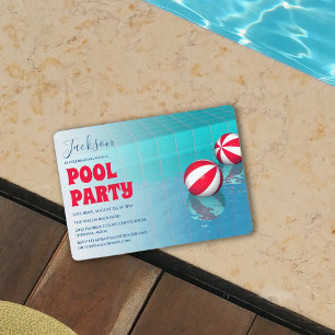 Einfache Poolparty-Geburtstagsfeier Einladung