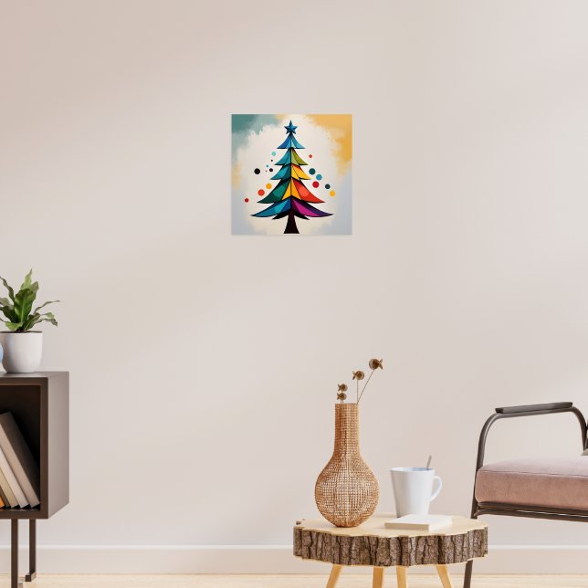 Einfache Pop-Art geometrischer Weihnachtsbaum und  Poster (Wohnzimmer 3)