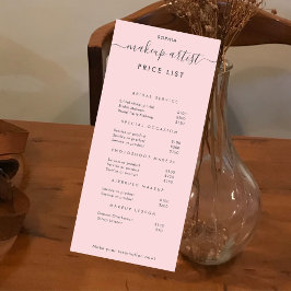 Einfache Preisliste für moderne Makeup-Künstler Ro Werbekarte