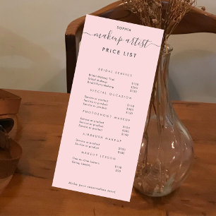 Einfache Preisliste für moderne Makeup-Künstler Ro Werbekarte