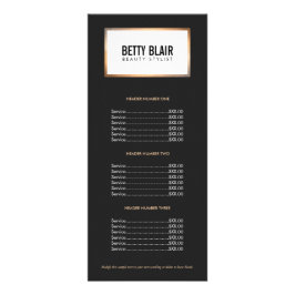 Einfache Preisliste für Zurück und Weiß Werbekarte