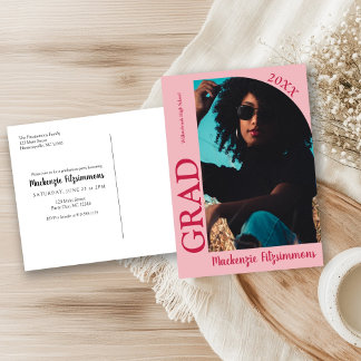 Einfache Preppy Foto Abschluss Einladung Postkarte