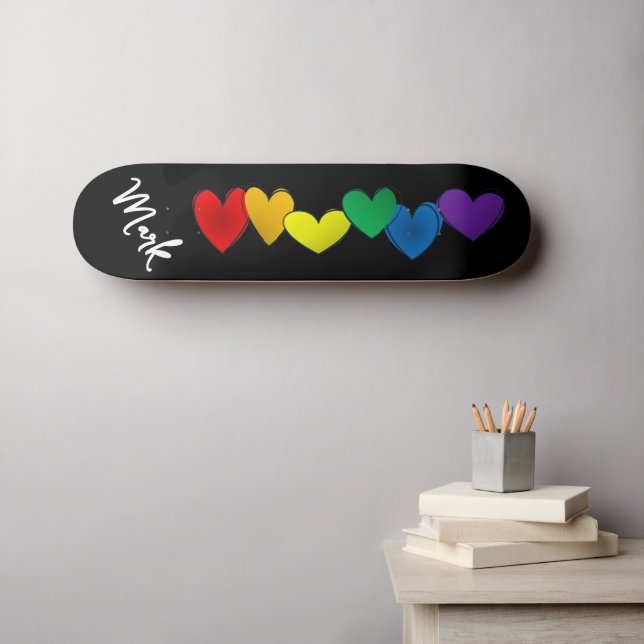 Einfache PRIDE Rainbow-Farben Herz-Tasche Skateboard (Wandkunst (Horz))