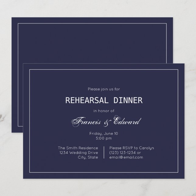 Einfache Probe der Marine Einladungen (Vorne/Hinten)