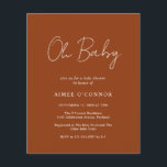 Einfache Pumpkin Fall Budget Kinderdusche Einladun<br><div class="desc">Moderne kürbisfarbene Babydusche-Einladung mit einem einfachen Design mit "Oh Baby" in rustikaler Schrift-Typografie. Diese elegante geschlechtsneutrale Einladung mit minimalistischem Layout eignet sich hervorragend für eine Herbst-/Halloween-Babydusche,  egal ob Sie einen Jungen oder ein Mädchen haben.</div>