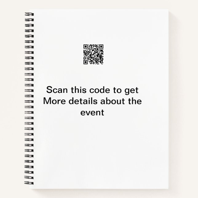 Einfache Q R-Code-Scan-Business-Ereignisvorlage Notizbuch (Vorderseite)