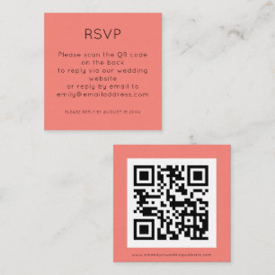 Einfache QR Code Coral Rose Hochzeit RSVP-Gehäuse Begleitkarte