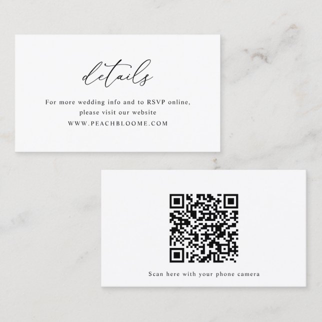 Einfache QR Code-Detailkarte für Schwarz/Weiß-Hoch Visitenkarte (Vorne/Hinten)