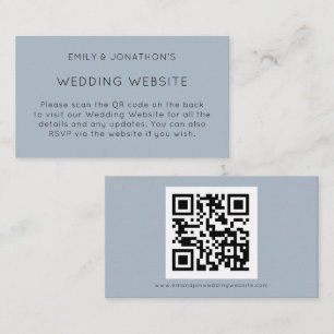 Einfache QR Code Dusty Blue Wedding Website Begleitkarte
