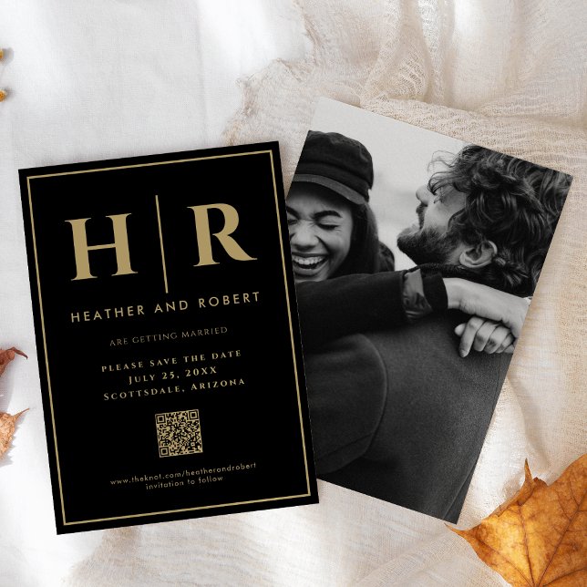 Einfache QR-Code für das Hochzeitsmongramm Black G Save The Date (Von Creator hochgeladen)