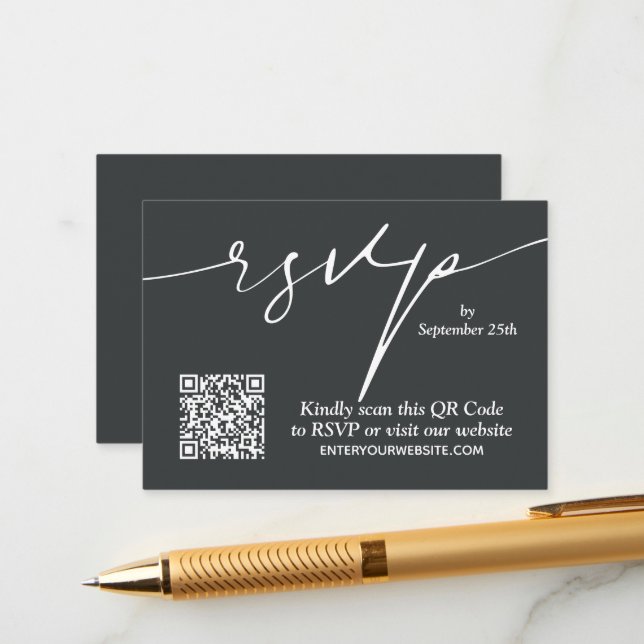 Einfache QR Code Hochzeit Begleitkarte (Vorderseite/Rückseite Beispiel)