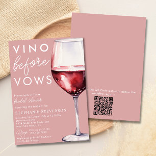 Einfache QR-Code Rosa Vino vor Vows Brautparty Einladung