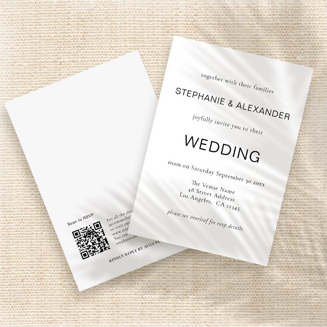 Einfache QR Code Schwarz-weiß Hochzeit Einladung (Von Creator hochgeladen)
