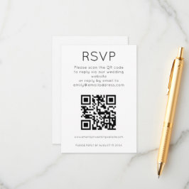 Einfache QR-Code Schwarz-weiße Hochzeitserie RSVP- Begleitkarte