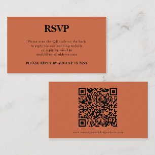 Einfache QR Code Terracotta Wedding RSVP Begleitkarte