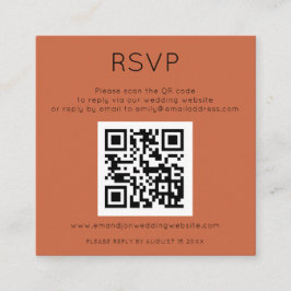 Einfache QR Code Terracotta Wedding RSVP Begleitkarte