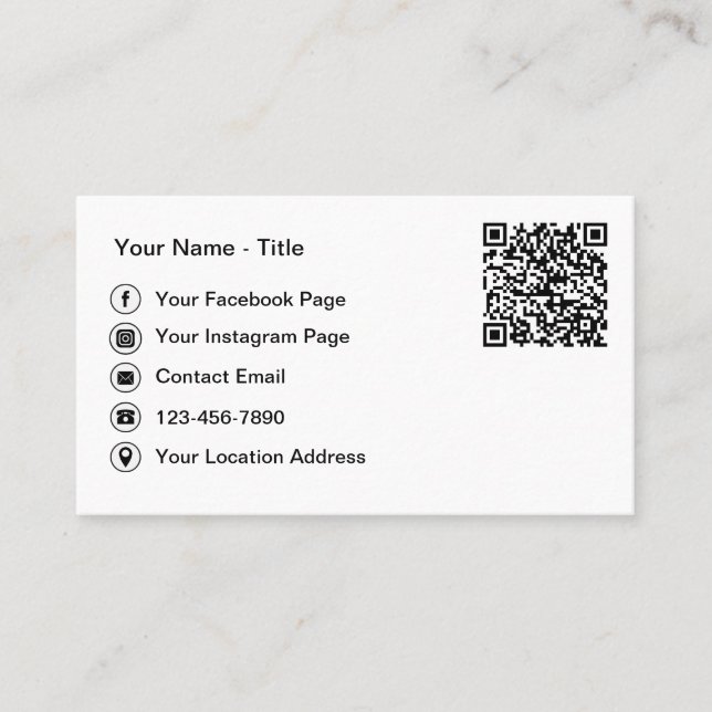 Einfache QR-Code- und Social-Media-Kontaktkarten Visitenkarte (Vorderseite)