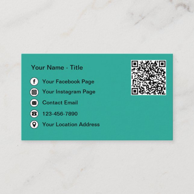 Einfache QR-Code- und Social-Media-Kontaktkarten Visitenkarte (Vorderseite)