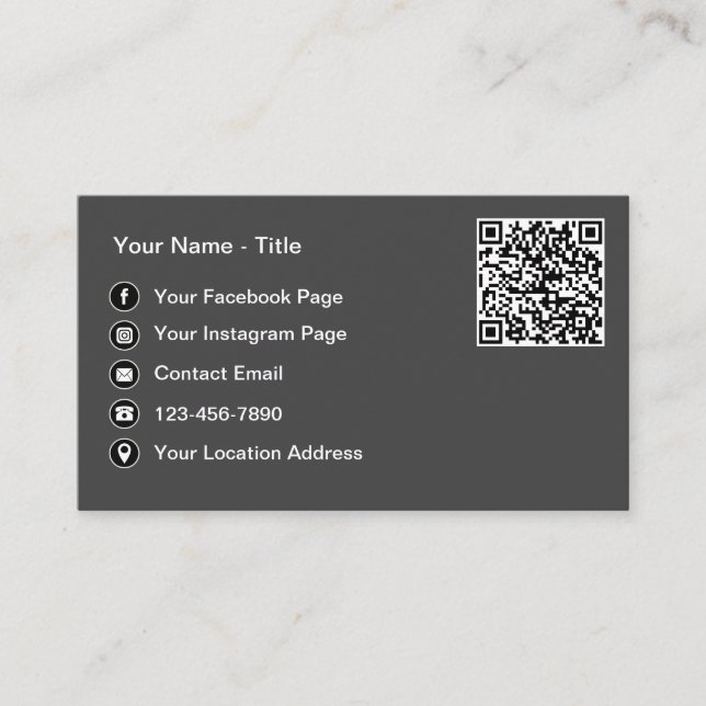 Einfache QR-Code- und Social-Media-Kontaktkarten Visitenkarte (Vorderseite)