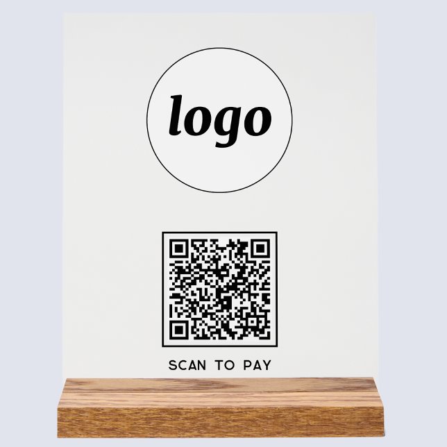 Einfache QR-Codeprüfung für das Bezahlen von Gesch Acrylschild (Logo QR code Scan to Pay acrylic sign for cafe bar restaurant shop store market show stall business)