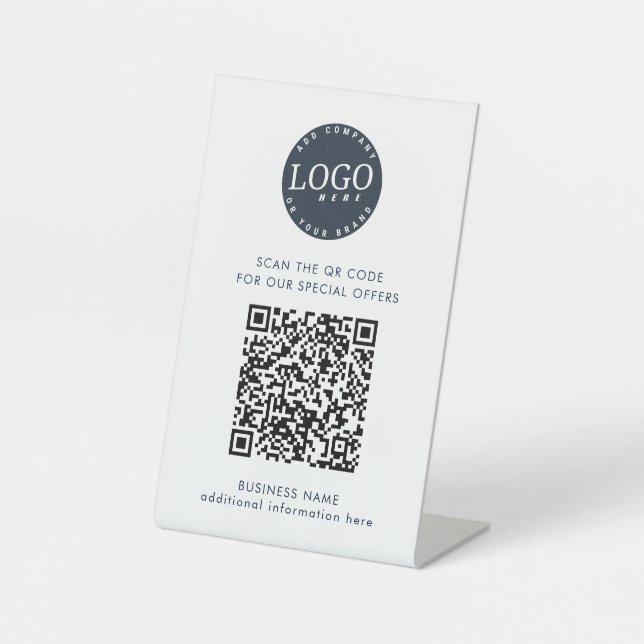 Einfache QR-Codes für moderne Geschäftslogos Sockelschild (Vorderseite)