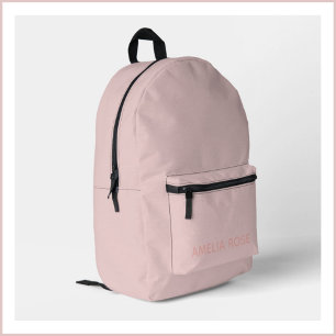 Einfache Quarzfarbe Rosa Name auf Soft Pink Bedruckter Rucksack