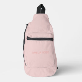 Einfache Quarzfarbe Rosa Name auf Soft Pink Crossbody Bag