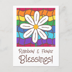 Einfache Rainbow-Daisy-Blume Postkarte