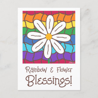 Einfache Rainbow-Daisy-Blume Postkarte