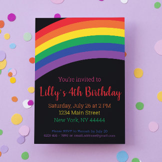 Einfache Rainbow-Party Einladung, Rainbow-Birthday Einladung