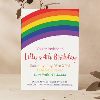 Einfache Rainbow-Party Einladung, Rainbow-Birthday Einladung