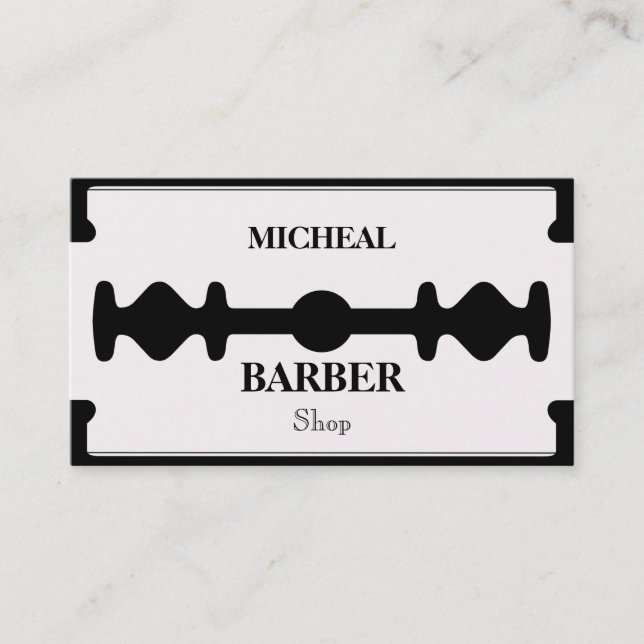 Einfache Razor Blade Barber Business Card Visitenkarte (Vorderseite)