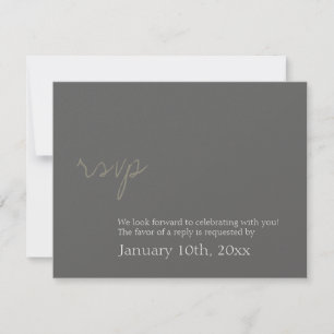 Einfache Reaktion auf die schick-kohlgraue Hochzei RSVP Karte