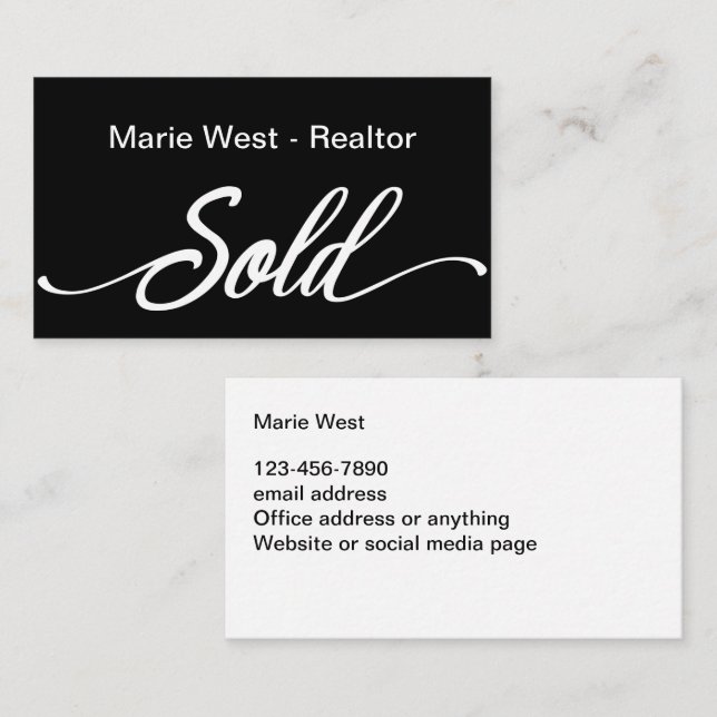 Einfache Realtor verkaufte Theme Business Cards Visitenkarte (Vorne/Hinten)