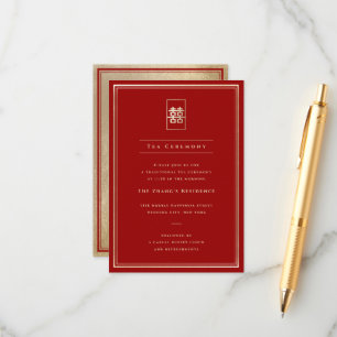 Einfache Rectangle Doppelfröhlichkeit Teezeremonie Begleitkarte